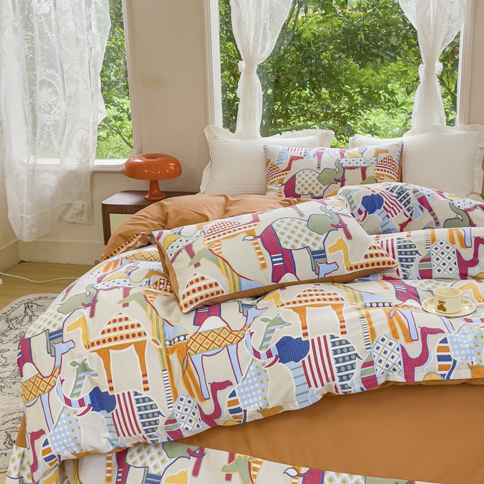 91家纺网 家纺一手货源 找家纺 感遇家纺 2023新款印花系列全棉生态磨毛加厚四件套 奇妙世界