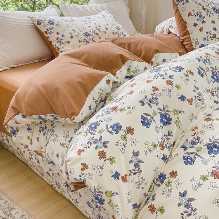 91家纺网 家纺一手货源 找家纺 感遇家纺 2023新款印花系列全棉生态磨毛加厚四件套 灿如春华