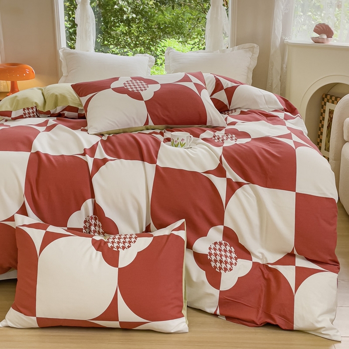 91家纺网 家纺一手货源 找家纺 感遇家纺 2023新款印花系列全棉生态磨毛加厚四件套 爱微