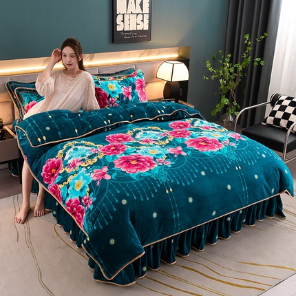 91家纺网 家纺一手货源 找家纺 金柚子 2024新款加厚牛奶绒四件套 富贵袭人