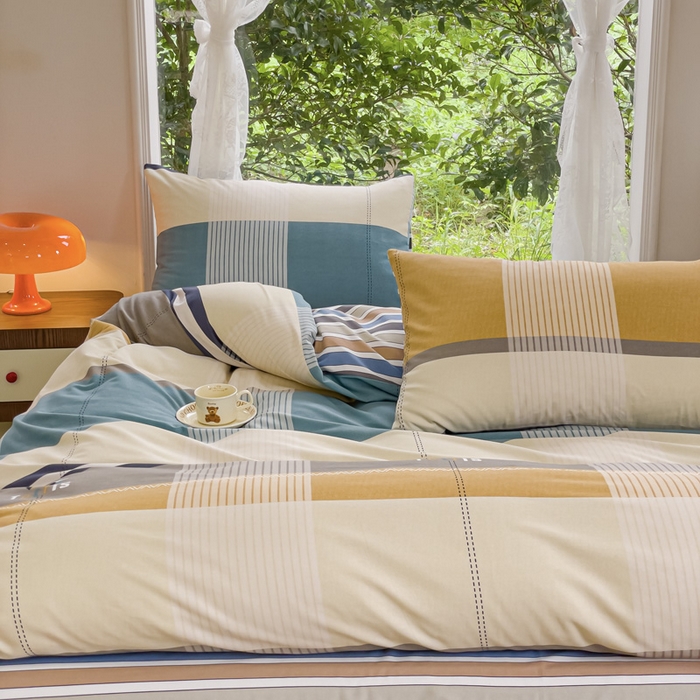 91家纺网 家纺一手货源 找家纺 感遇家纺 2023新款印花系列全棉生态磨毛加厚四件套 雅格