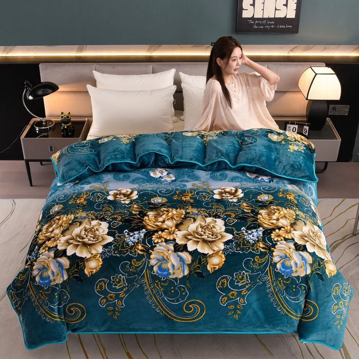 91家纺网 家纺一手货源 找家纺 金柚子 2024新款加厚牛奶绒四件套 金花玉露