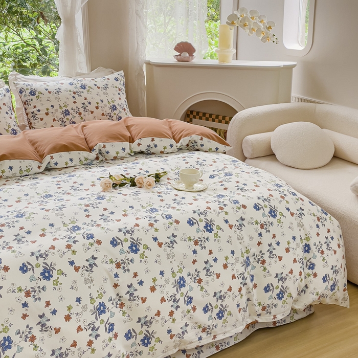 91家纺网 家纺一手货源 找家纺 感遇家纺 2023新款印花系列全棉生态磨毛加厚四件套 灿如春华