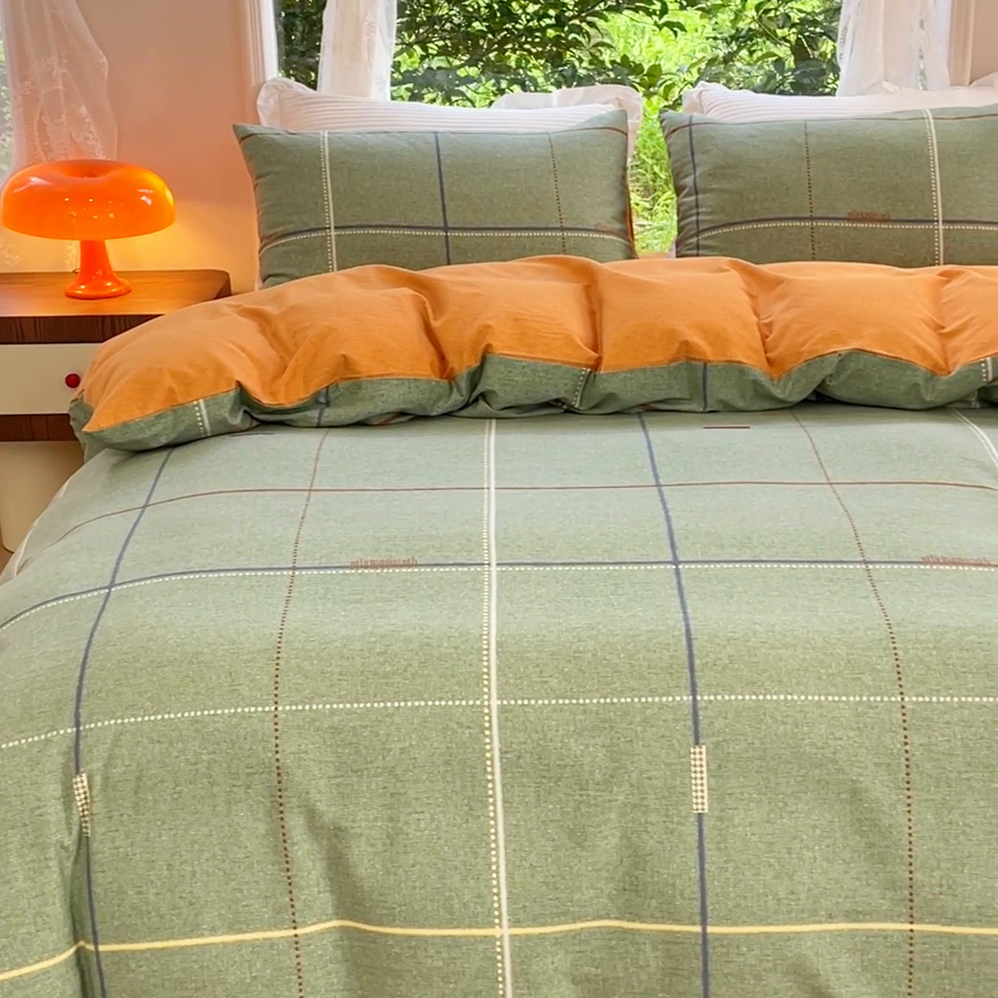 91家纺网 家纺一手货源 找家纺 感遇家纺 2023新款印花系列全棉生态磨毛加厚四件套 贝菡 绿