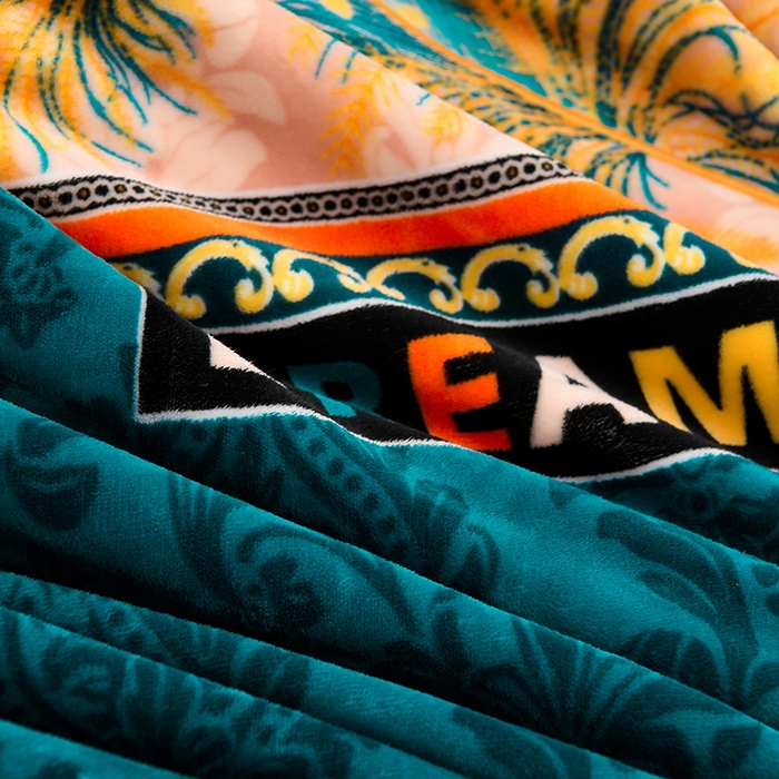 91家纺网 家纺一手货源 找家纺 金柚子 2024新款加厚牛奶绒四件套 凤羽惊鸿