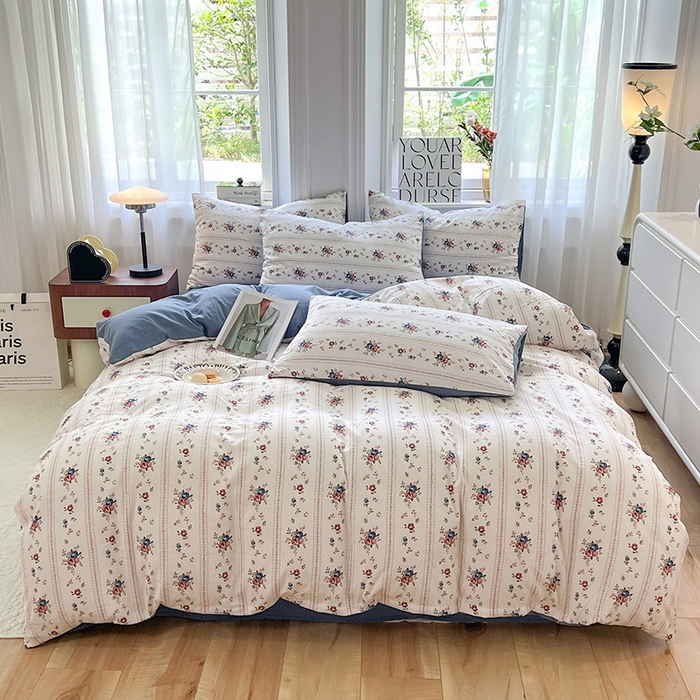 91家纺网 家纺一手货源 找家纺 妖妖家纺 2023新款有氧提花小竺棉印花四件套 倾城