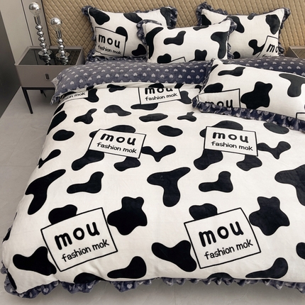 91家纺网 家纺一手货源 找家纺 总天之澜 2024新款韩版8斤直播高品类牛奶绒金貂法莱珊瑚印花四件套