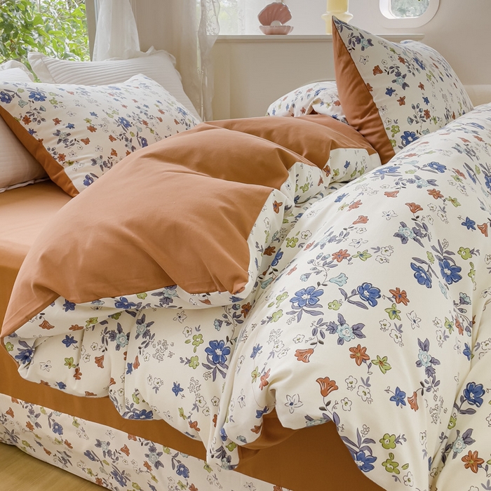 91家纺网 家纺一手货源 找家纺 感遇家纺 2023新款印花系列全棉生态磨毛加厚四件套 灿如春华