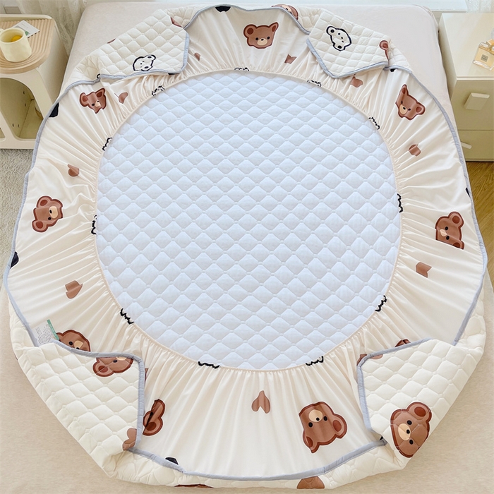 91家纺网 家纺一手货源 找家纺 总 【高克重加厚】雯豆 新品磨毛夹棉床笠印花水洗棉床笠三件套床垫保护罩