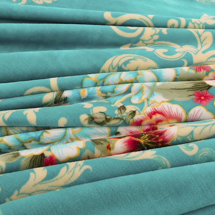 91家纺网 家纺一手货源 找家纺 金柚子 2024新款加厚牛奶绒四件套 花团锦簇