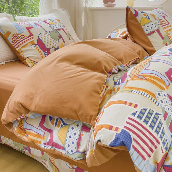 91家纺网 家纺一手货源 找家纺 感遇家纺 2023新款印花系列全棉生态磨毛加厚四件套 奇妙世界