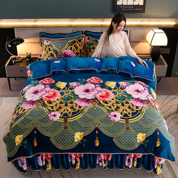 91家纺网 家纺一手货源 找家纺 金柚子 2024新款加厚牛奶绒四件套 富丽堂皇