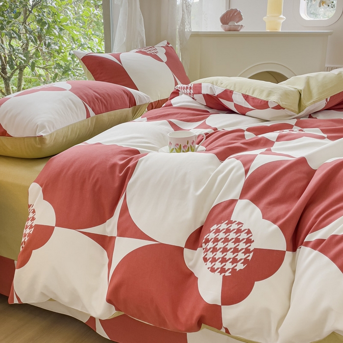 91家纺网 家纺一手货源 找家纺 感遇家纺 2023新款印花系列全棉生态磨毛加厚四件套 爱微