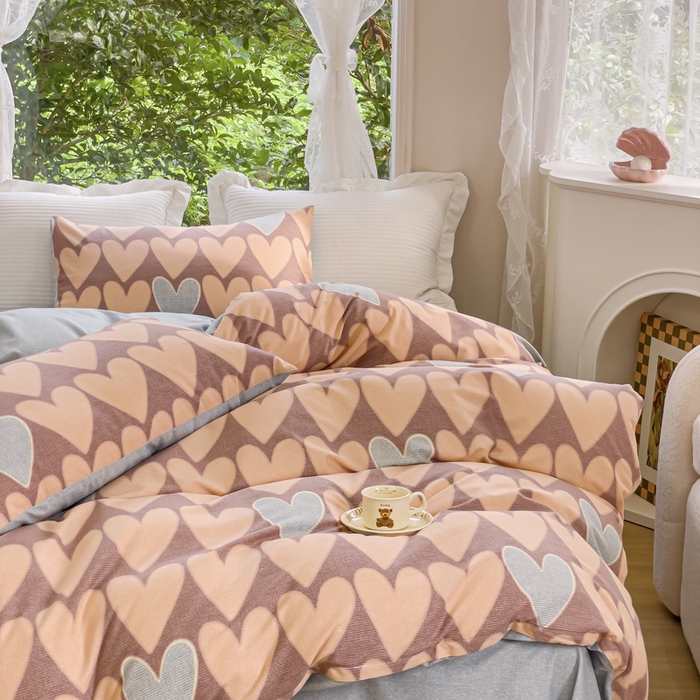 91家纺网 家纺一手货源 找家纺 感遇家纺 2023新款印花系列全棉生态磨毛加厚四件套 欣恬 兰