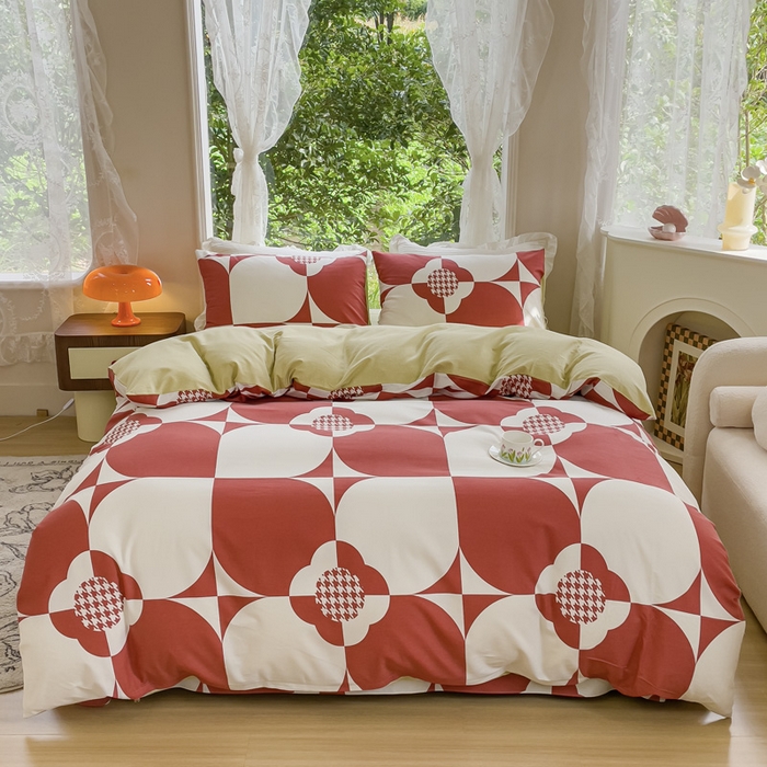 91家纺网 家纺一手货源 找家纺 感遇家纺 2023新款印花系列全棉生态磨毛加厚四件套 爱微