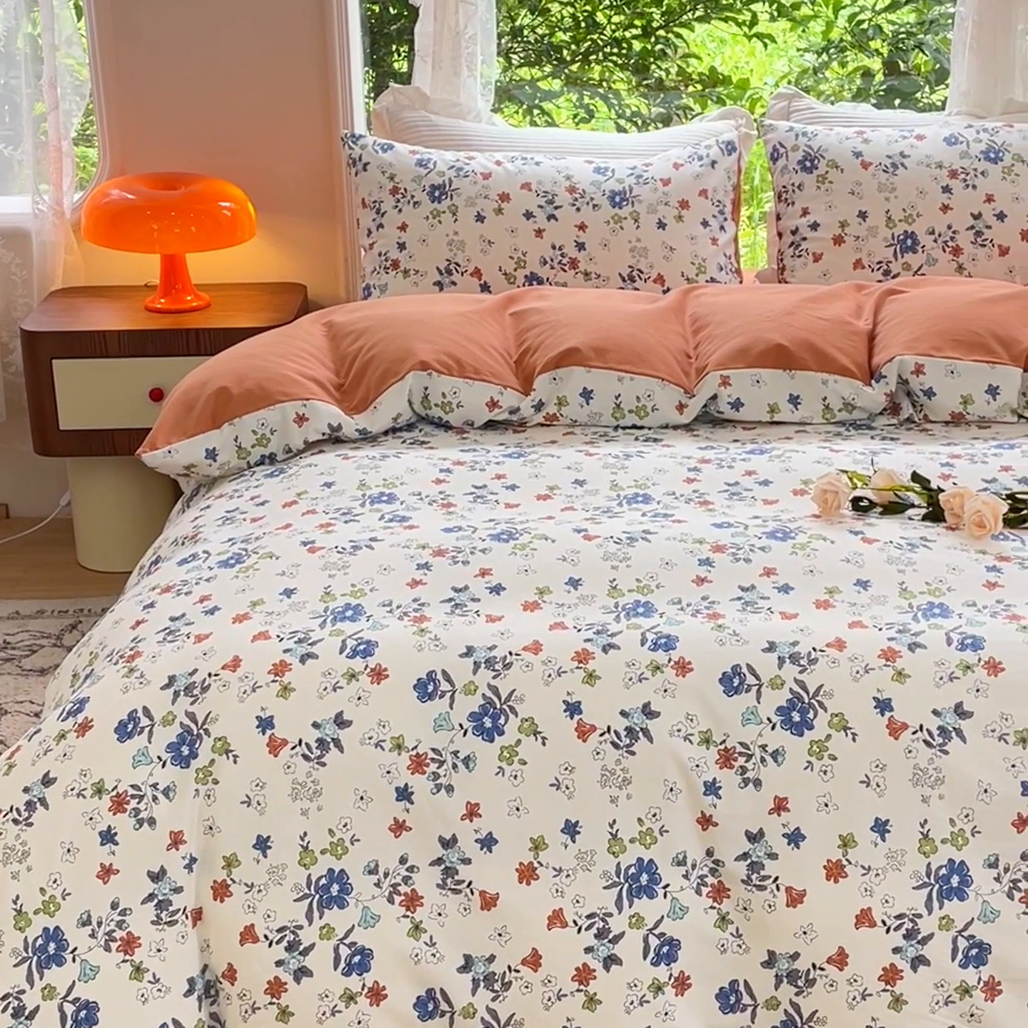 91家纺网 家纺一手货源 找家纺 感遇家纺 2023新款印花系列全棉生态磨毛加厚四件套 灿如春华