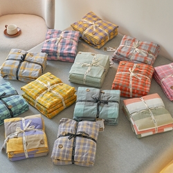 91家纺网 家纺一手货源 找家纺 （总）贝尔 PELLHOME新款全棉色织水洗棉四件套-纽扣款-美拉德系列（可抖音代发）