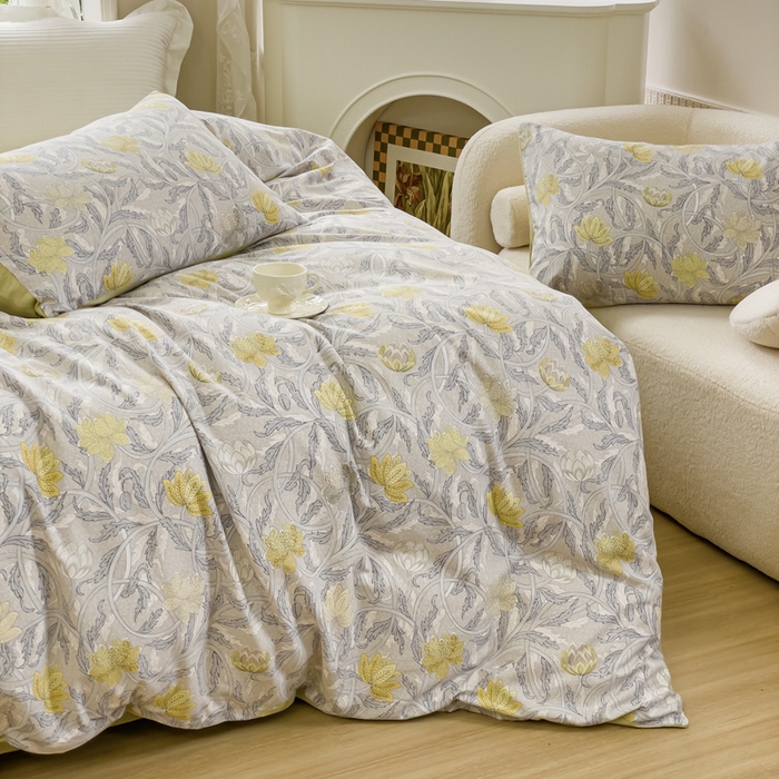 91家纺网 家纺一手货源 找家纺 感遇家纺 2023新款印花系列全棉生态磨毛加厚四件套 漫森