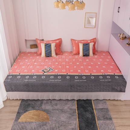 91家纺网 家纺一手货源 找家纺 （总）手艺人 2025新款牛奶绒炕盖榻榻米炕垫新款百褶边K253-K278