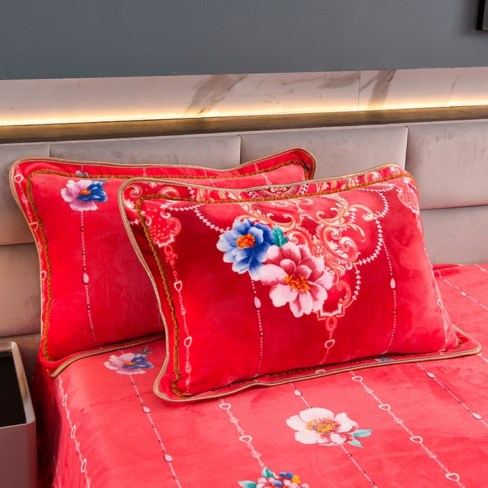 91家纺网 家纺一手货源 找家纺 金柚子 2024新款加厚牛奶绒四件套 卷珠帘