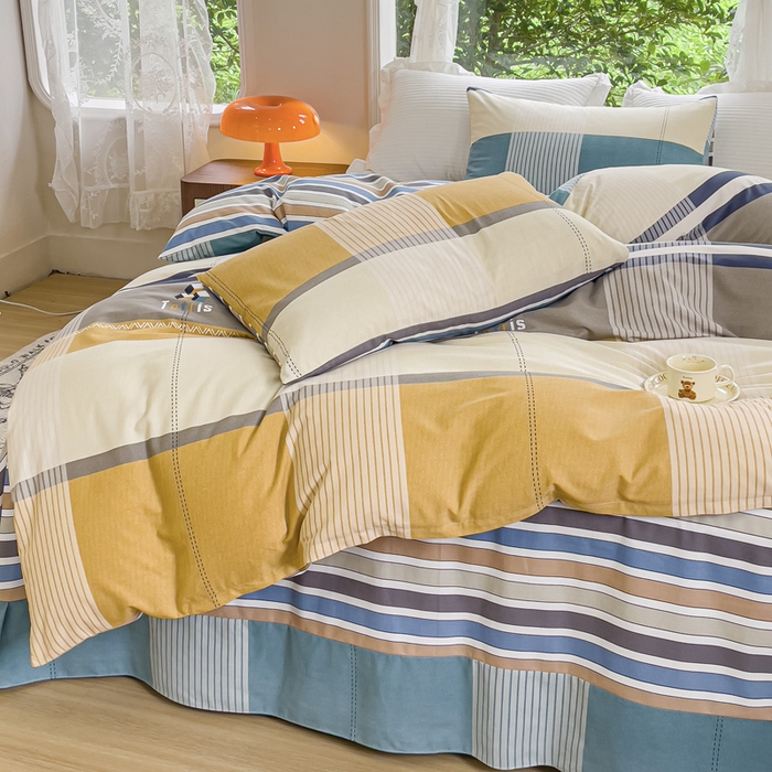 91家纺网 家纺一手货源 找家纺 感遇家纺 2023新款印花系列全棉生态磨毛加厚四件套 雅格