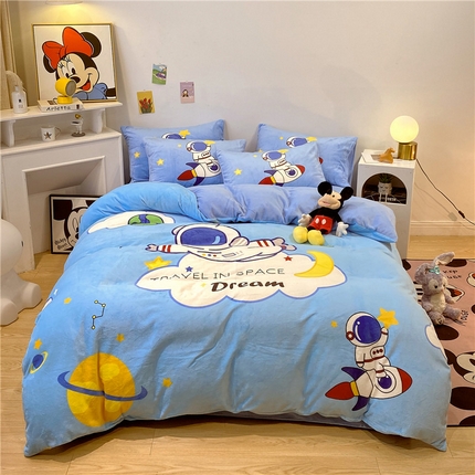 孩子王 2023新款直播卡通大版学生双面加厚牛奶绒系列-独立版权 宇航员