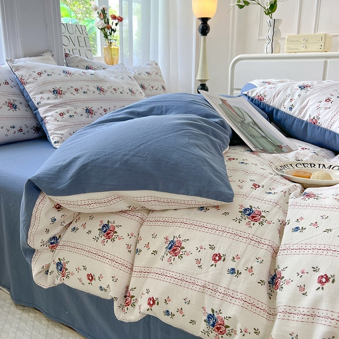 91家纺网 家纺一手货源 找家纺 妖妖家纺 2023新款有氧提花小竺棉印花四件套 倾城