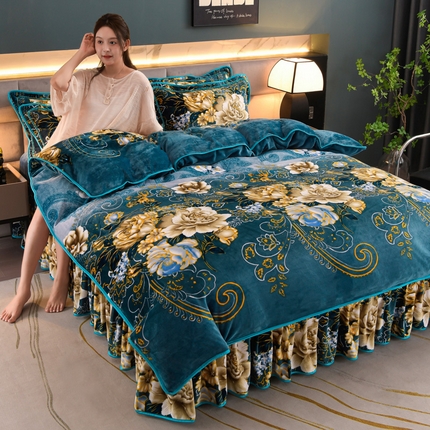 金柚子 2024新款加厚牛奶绒四件套 金花玉露