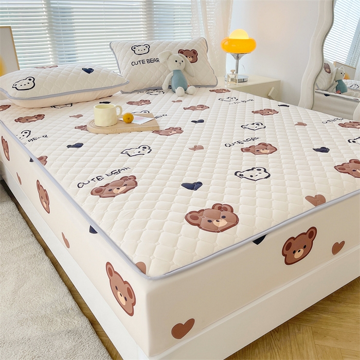 91家纺网 家纺一手货源 找家纺 总 【高克重加厚】雯豆 新品磨毛夹棉床笠印花水洗棉床笠三件套床垫保护罩