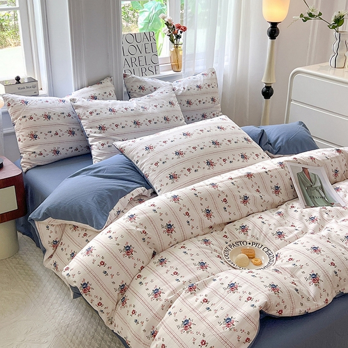 91家纺网 家纺一手货源 找家纺 妖妖家纺 2023新款有氧提花小竺棉印花四件套 倾城