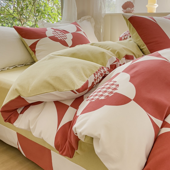 91家纺网 家纺一手货源 找家纺 感遇家纺 2023新款印花系列全棉生态磨毛加厚四件套 爱微