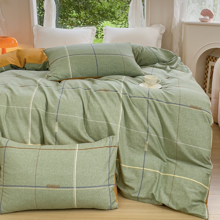 91家纺网 家纺一手货源 找家纺 感遇家纺 2023新款印花系列全棉生态磨毛加厚四件套 贝菡 绿