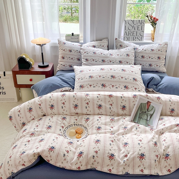 91家纺网 家纺一手货源 找家纺 妖妖家纺 2023新款有氧提花小竺棉印花四件套 倾城