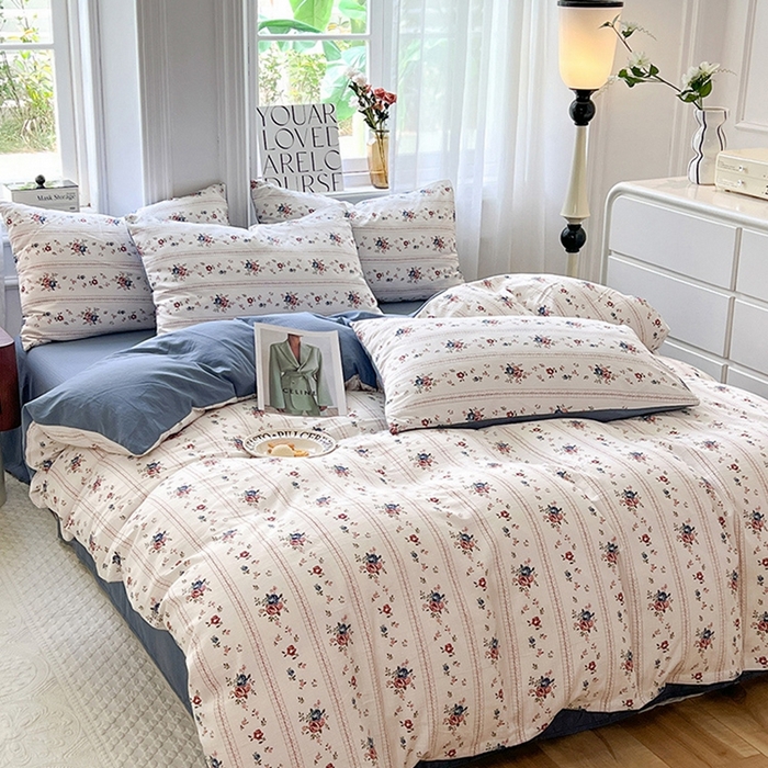 91家纺网 家纺一手货源 找家纺 妖妖家纺 2023新款有氧提花小竺棉印花四件套 倾城