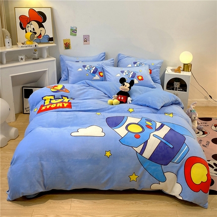 孩子王 2023新款直播卡通大版学生双面加厚牛奶绒系列-独立版权 快乐火箭