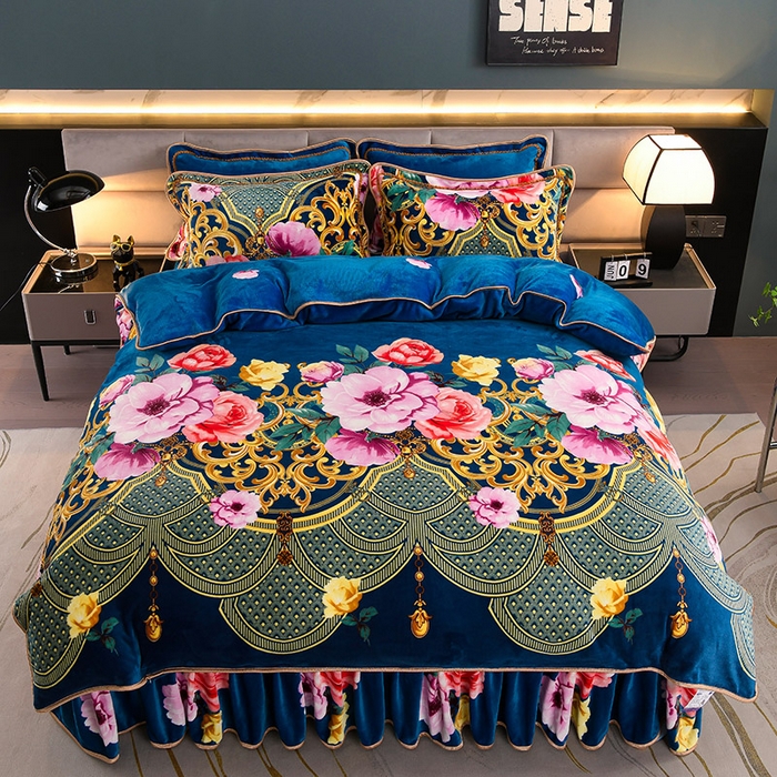 91家纺网 家纺一手货源 找家纺 金柚子 2024新款加厚牛奶绒四件套 富丽堂皇