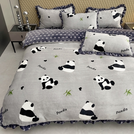 91家纺网 家纺一手货源 找家纺 总天之澜 2024新款韩版8斤直播高品类牛奶绒金貂法莱珊瑚印花四件套