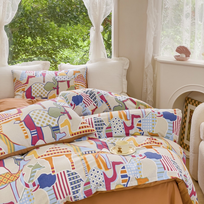 91家纺网 家纺一手货源 找家纺 感遇家纺 2023新款印花系列全棉生态磨毛加厚四件套 奇妙世界