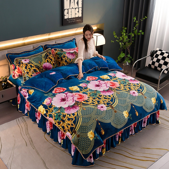 91家纺网 家纺一手货源 找家纺 金柚子 2024新款加厚牛奶绒四件套 富丽堂皇