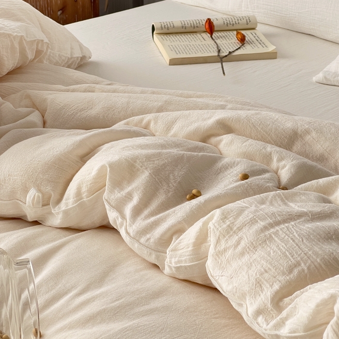 91家纺网 家纺一手货源 找家纺 （总）安莱生活 2023新款A类母婴级全棉亲肤皱纱双层纱不染色大豆被