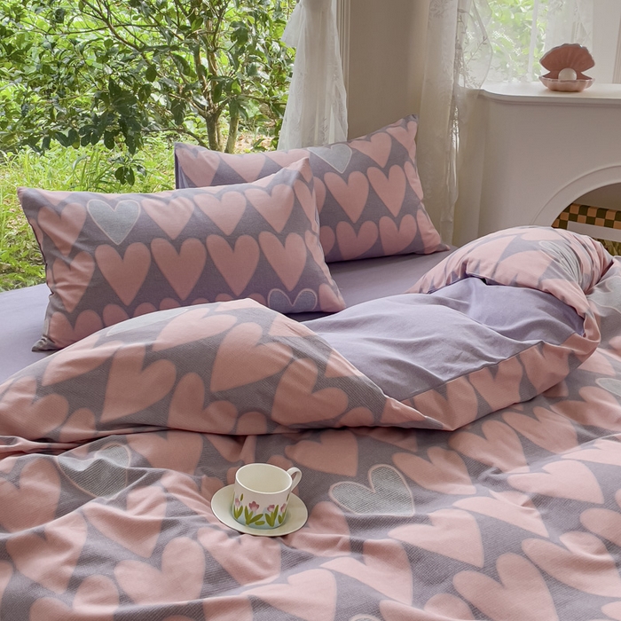 91家纺网 家纺一手货源 找家纺 感遇家纺 2023新款印花系列全棉生态磨毛加厚四件套 欣恬