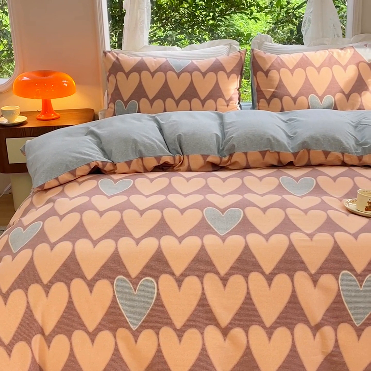 91家纺网 家纺一手货源 找家纺 感遇家纺 2023新款印花系列全棉生态磨毛加厚四件套 欣恬 兰