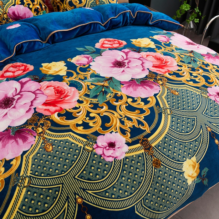 91家纺网 家纺一手货源 找家纺 金柚子 2024新款加厚牛奶绒四件套 富丽堂皇