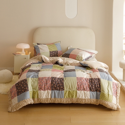 91家纺网 家纺一手货源 找家纺 有货 2023秋冬新款韩式全棉保暖一体被 百福被