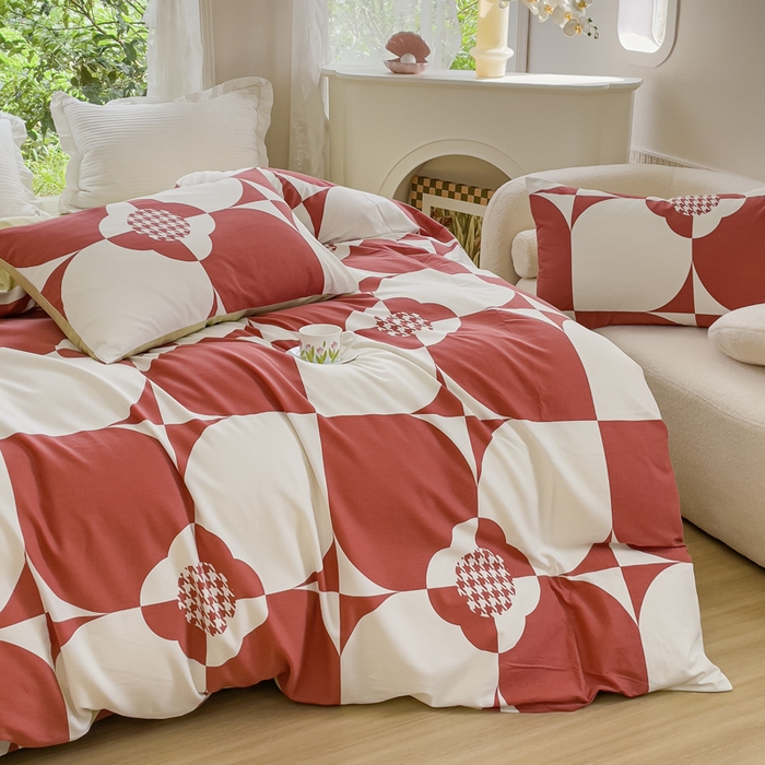 91家纺网 家纺一手货源 找家纺 感遇家纺 2023新款印花系列全棉生态磨毛加厚四件套 爱微