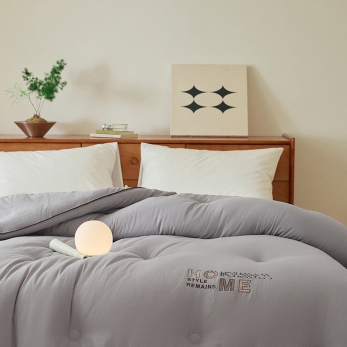 91家纺网 家纺一手货源 找家纺 瑞驰家纺 2023新款A类水洗棉科尔特大豆被系列（风格二） 科尔特-烟雨灰