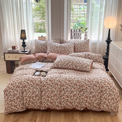 妖妖家纺 2023新款有氧提花小竺棉印花四件套 花香菲菲