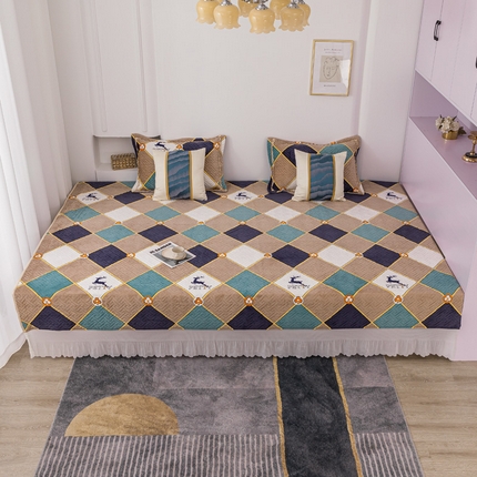 91家纺网 家纺一手货源 找家纺 （总）手艺人 2025新款牛奶绒炕盖榻榻米炕垫新款百褶边K253-K278