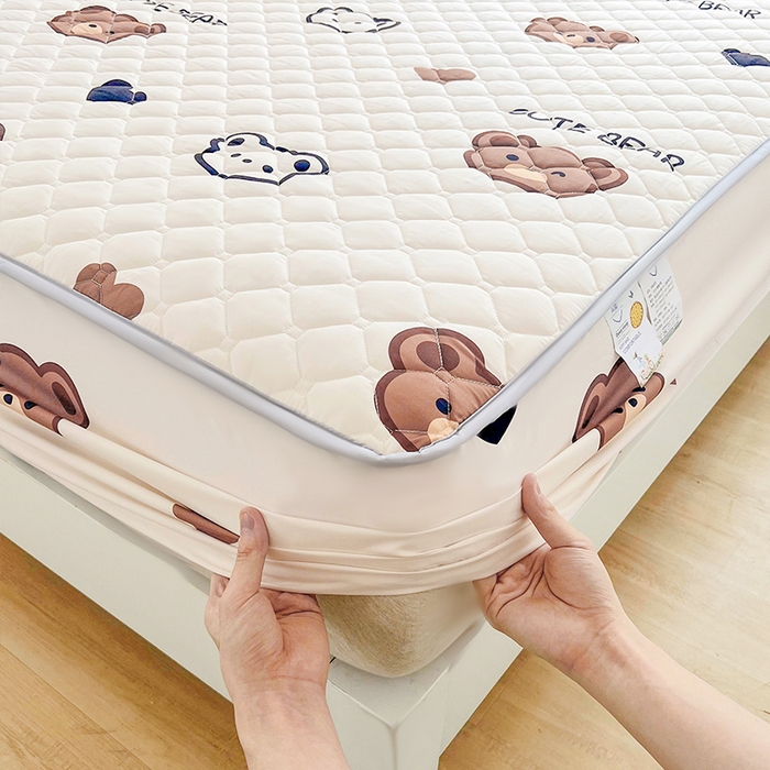 91家纺网 家纺一手货源 找家纺 总 【高克重加厚】雯豆 新品磨毛夹棉床笠印花水洗棉床笠三件套床垫保护罩