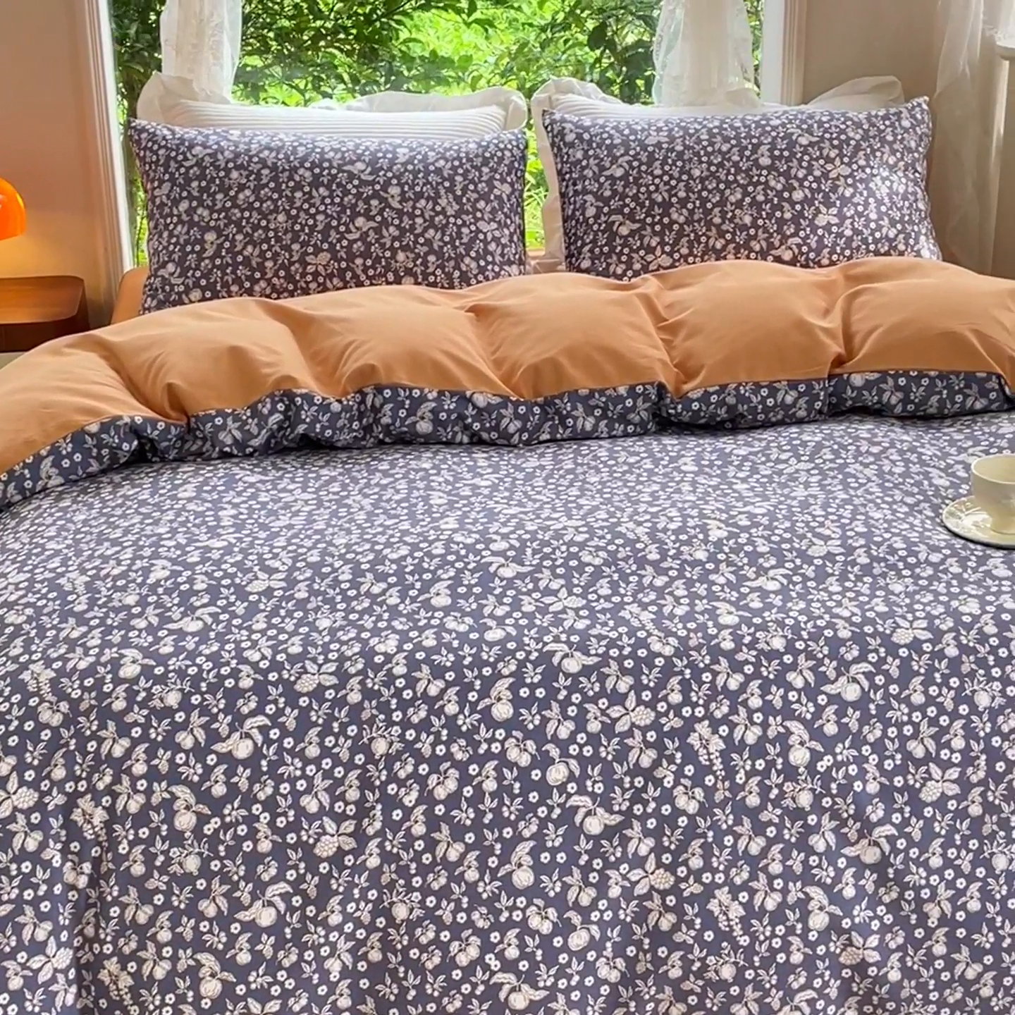 91家纺网 家纺一手货源 找家纺 感遇家纺 2023新款印花系列全棉生态磨毛加厚四件套 清新花妍